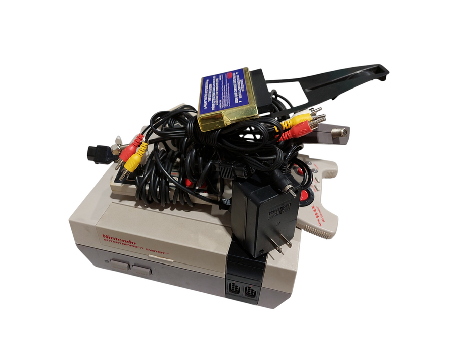 Nintendo NES Original with 3 Controllers , Cables & Game Genie ( Parts ) =