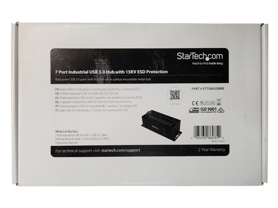 NEW OPEN BOX StarTech 7-Port Industrial USB 3.0 Hub with ESD Protection