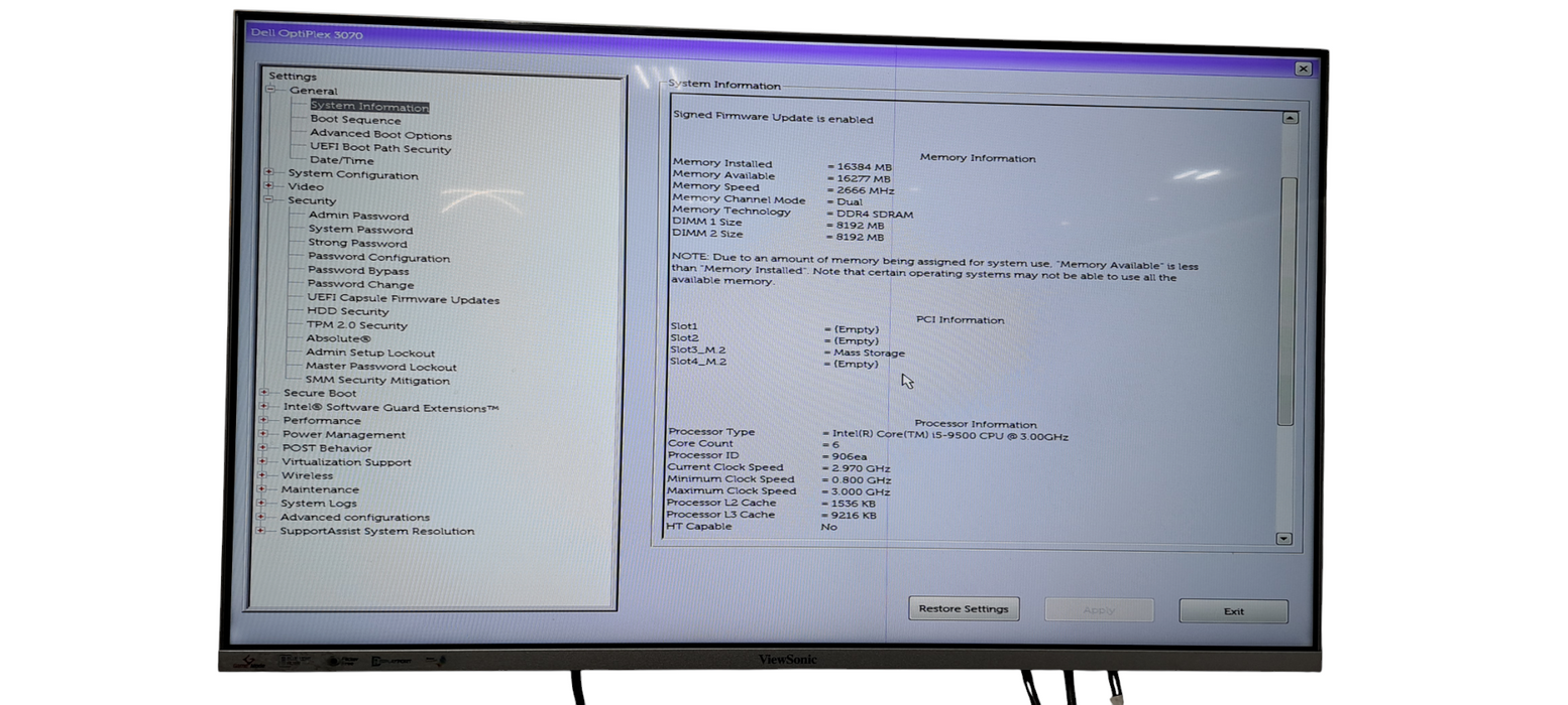 Dell OptiPlex 3070 i5-9500 CPU|16GB RAM|256GB NVMe