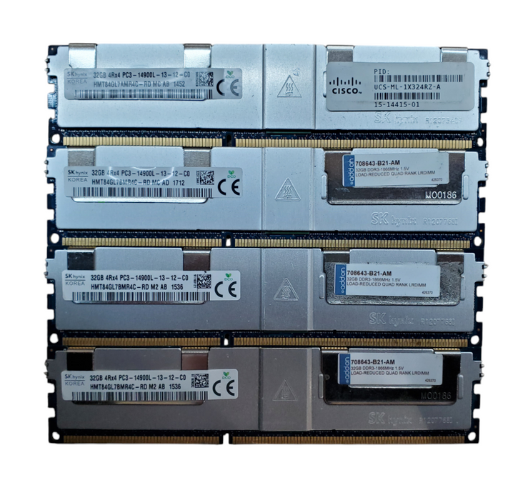 Lot 4x SK Hynix 32GB 4Rx4 PC3-14900L DDR3 Server RAM