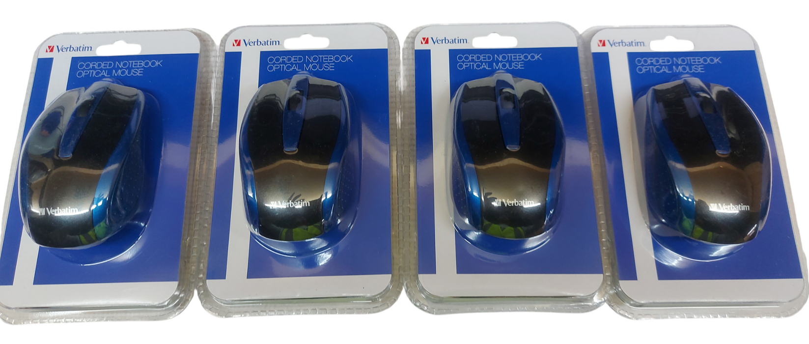 Lot 4x - Verbatim Corded Notebook Optical Mouse - Blue