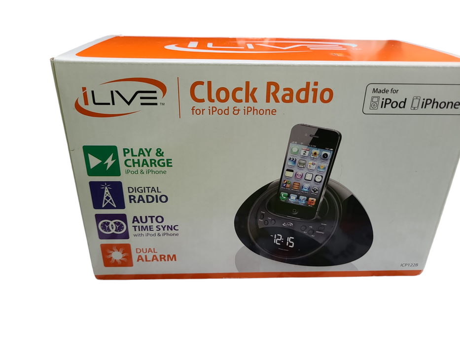 iLive ICP122B Clock Radio for iPod and iPhone