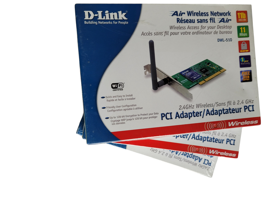 LOT 3x 2.4GHz Wireless LAN PCI Card DWL-510