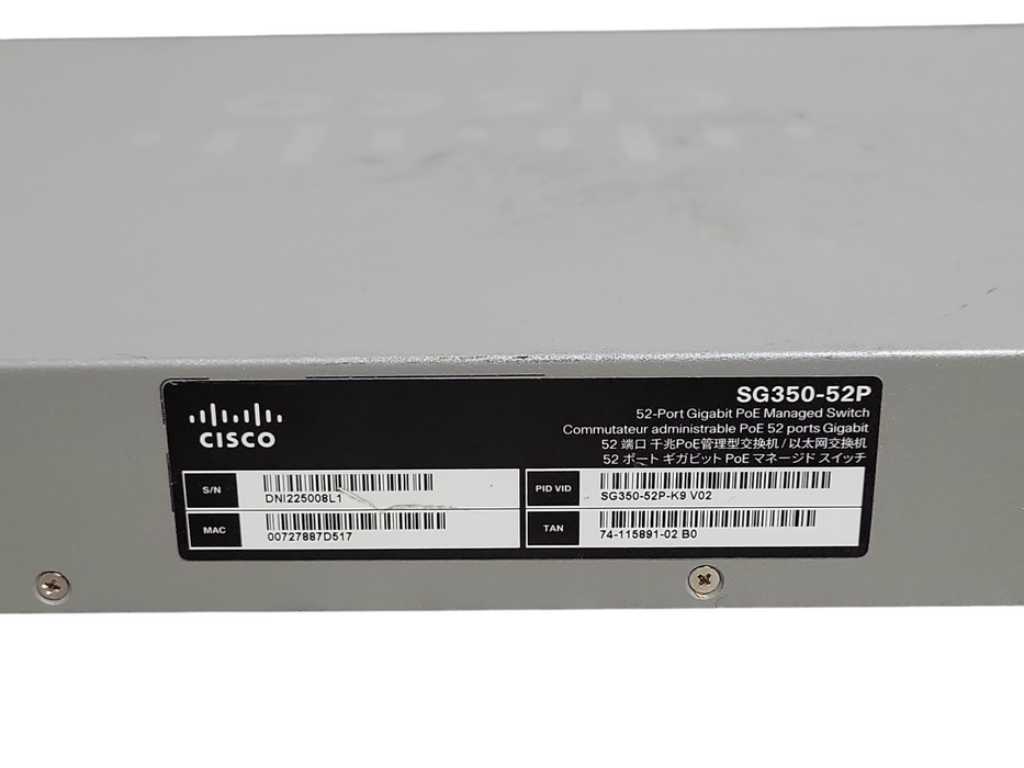 Cisco SG350-52MP 52 Port Gigabit PoE Managed Ethernet Switch _