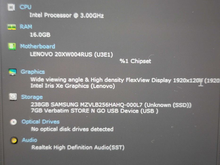 Lenovo ThinkPad X1 Carbon Gen 9 i7-1185G7 16GB RAM 256GB NVMe  β Lap200
