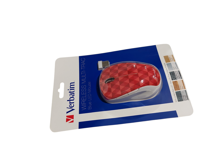 Verbatim Wireless Multi-Trac Blue LED Mouse Red Checker ( New ) Q=