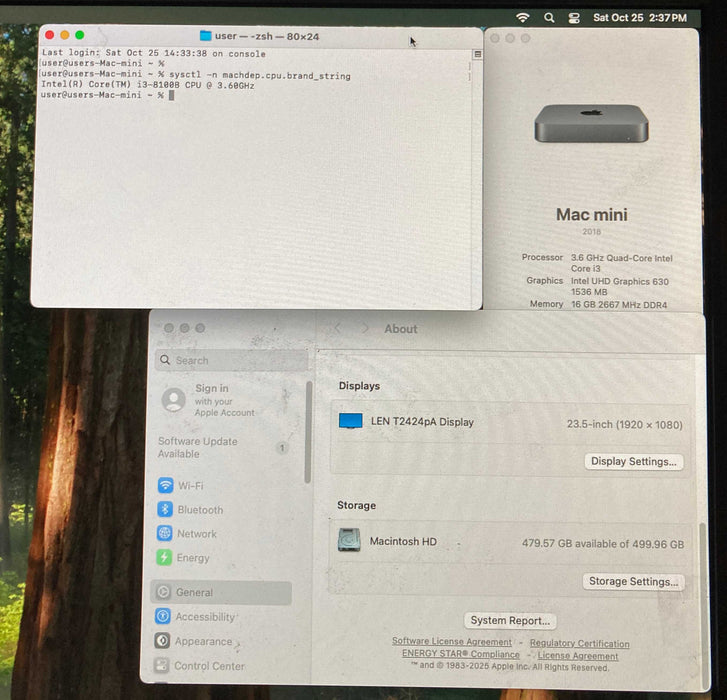 Apple Mac Mini 2018 Core i3-8100B@3.6GHz 16GB RAM 512GB SSD