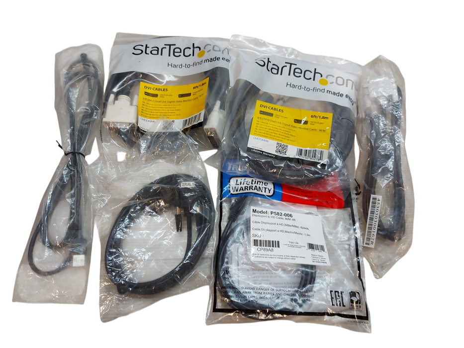 LOT OF 6x Miscellaneous Cables – USB, DisplayPort to HDMI, DVI-D 19/25 Pin