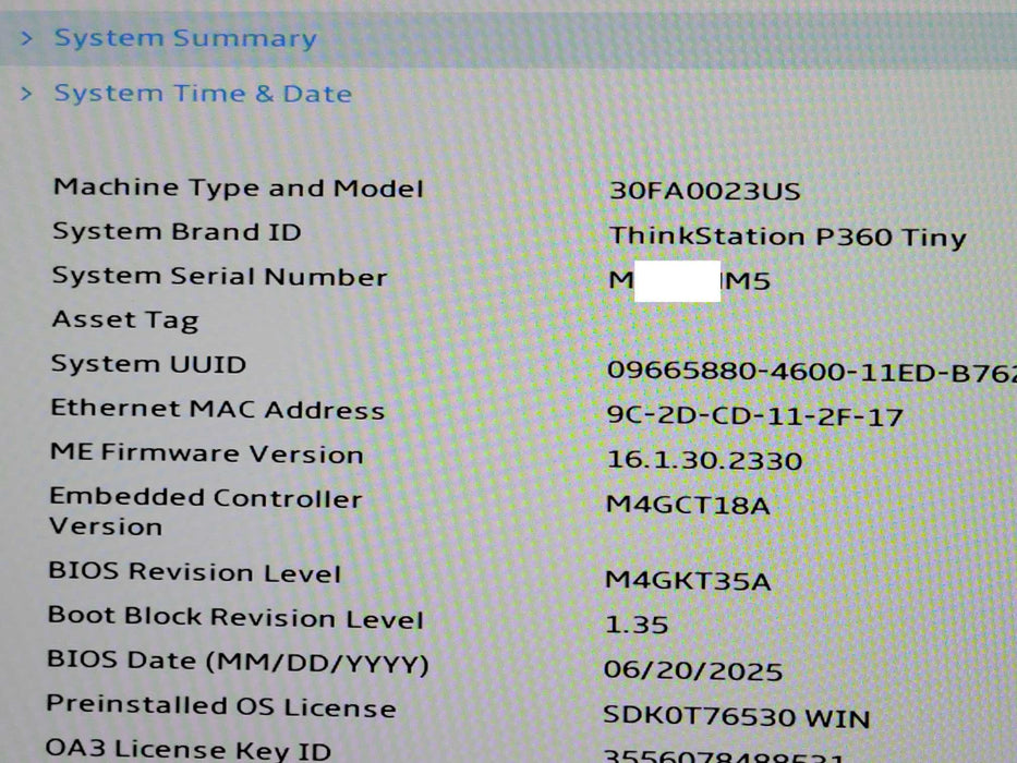 Lenovo ThinkStation P360 Tiny i5-12500T 16GB RAM 256GB NVMe, T400 4GB GPU _