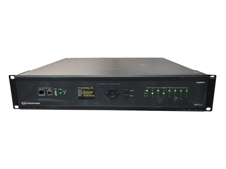 Crestron DMF-CI-8 Digital Media Chassis w/ 2x DM-NVX-E30C, 6x DM-NVX-350C