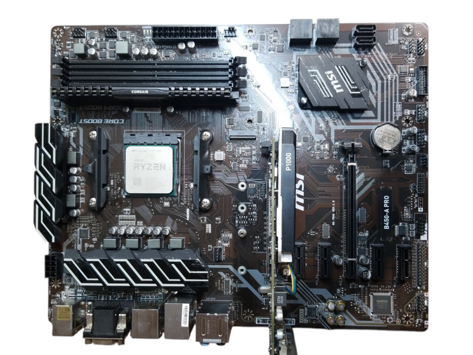 MSi Motherboard B450-A PRO, With AMD Ryzen 5 PRO, 16GB RAM - NVIDIA P1000 Q