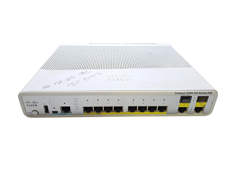 Cisco WS-C3560CG-8PC-S | 8-Port Gigabit PoE Silent Switch | 2x Dual Uplinks !