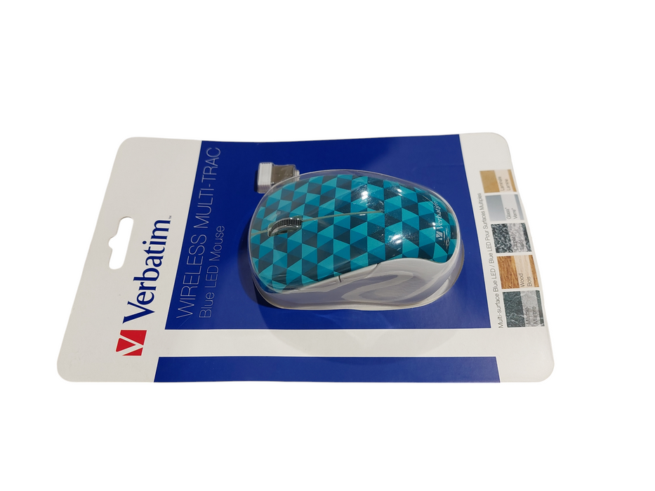 Verbatim Multi-Trac Wireless Blue LED Mouse Blue Checker ( New ) Q=