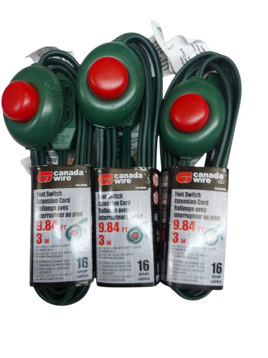 LOT 3x Foot Switch Extension Cord – 3 Outlet – 9.84 FT – P/N 89150