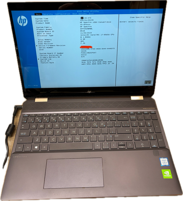 HP Spectre x360 15 TOUCH i7-8565U No Battery For Parts/Repair READ! Q Lap200