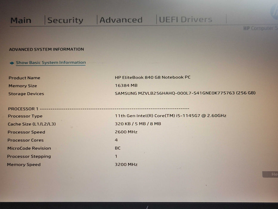 HP EliteBook 840 G8 Core i5-1145G7@2.6GHz 16GB RAM 256GB SSD, READ _ Lap200