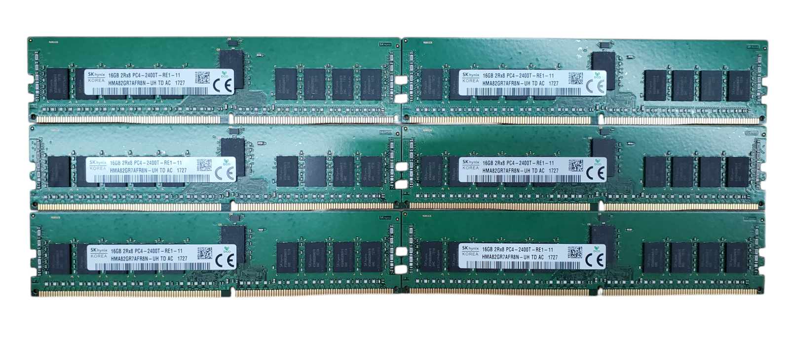 Lot 6x SK Hynix 16GB 2RX8 PC4-2400T-RE1 DDR4 Server RAM