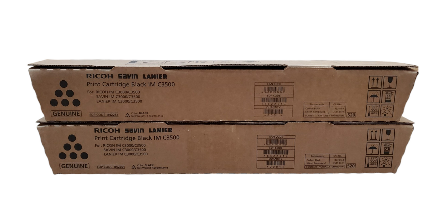 Lot 2x Genuine Ricoh Savin Lanier Toner IM C3500 - 2x842251 - New