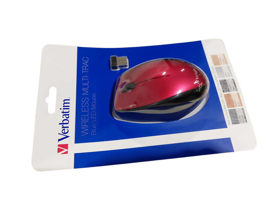Verbatim Multi-Trac Wireless Blue LED Mouse Red ( New ) =