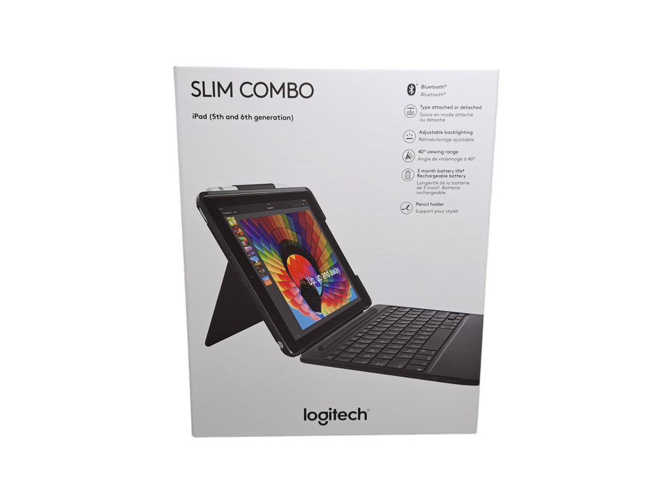 (New Open Box) Logitech Slim Combo For iPad 5th and 6th Generation