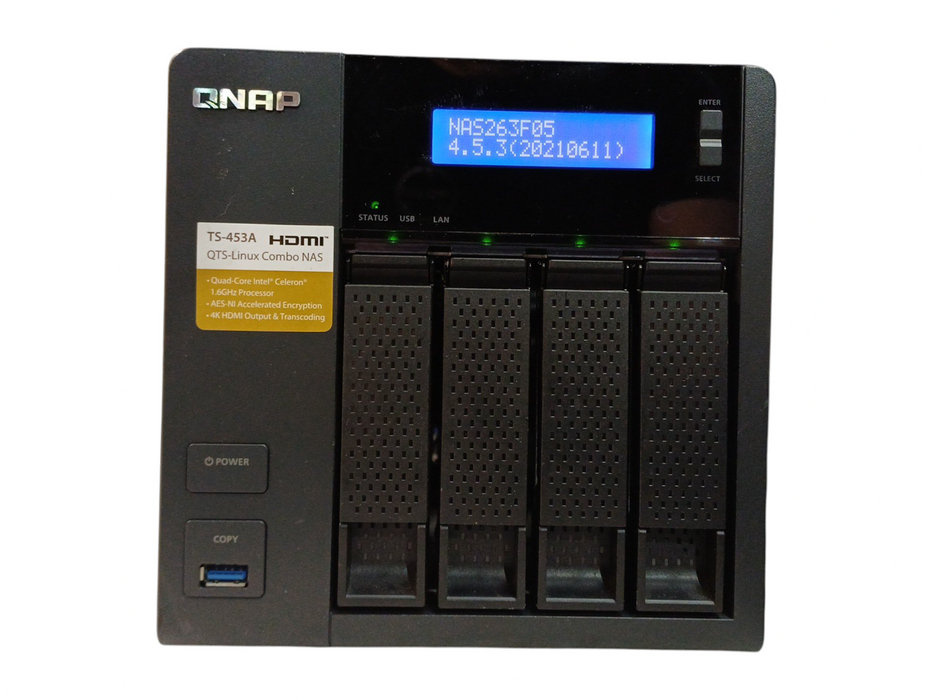 QNAP TS-453A 4-Bay NAS, Celeron N3160 1.60GHz, 4GB RAM w/ 4x1TB HDDs