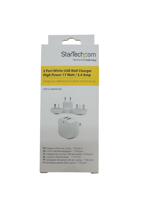 StarTech 2 Port USB Wall Charger High Power 17 Watt / 3.4 AMP (NEW) Q%