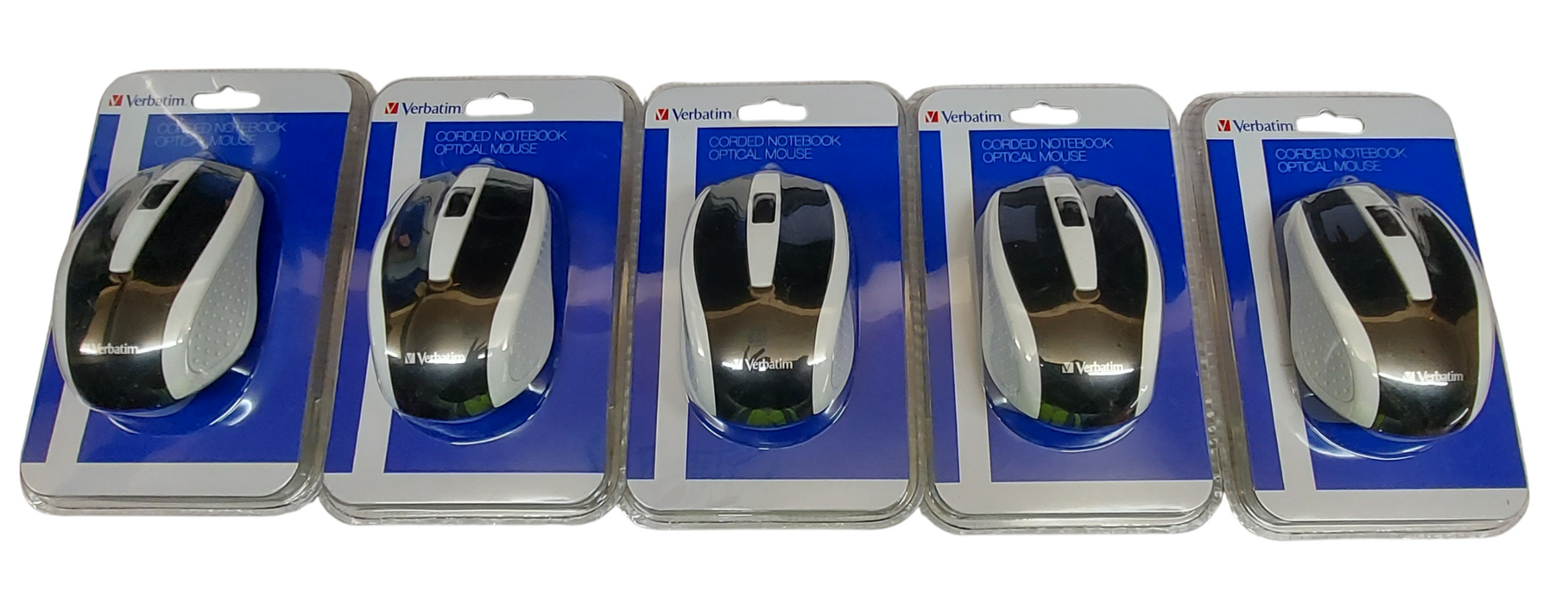 Lot 5x - Verbatim Corded Notebook Optical Mouse - White