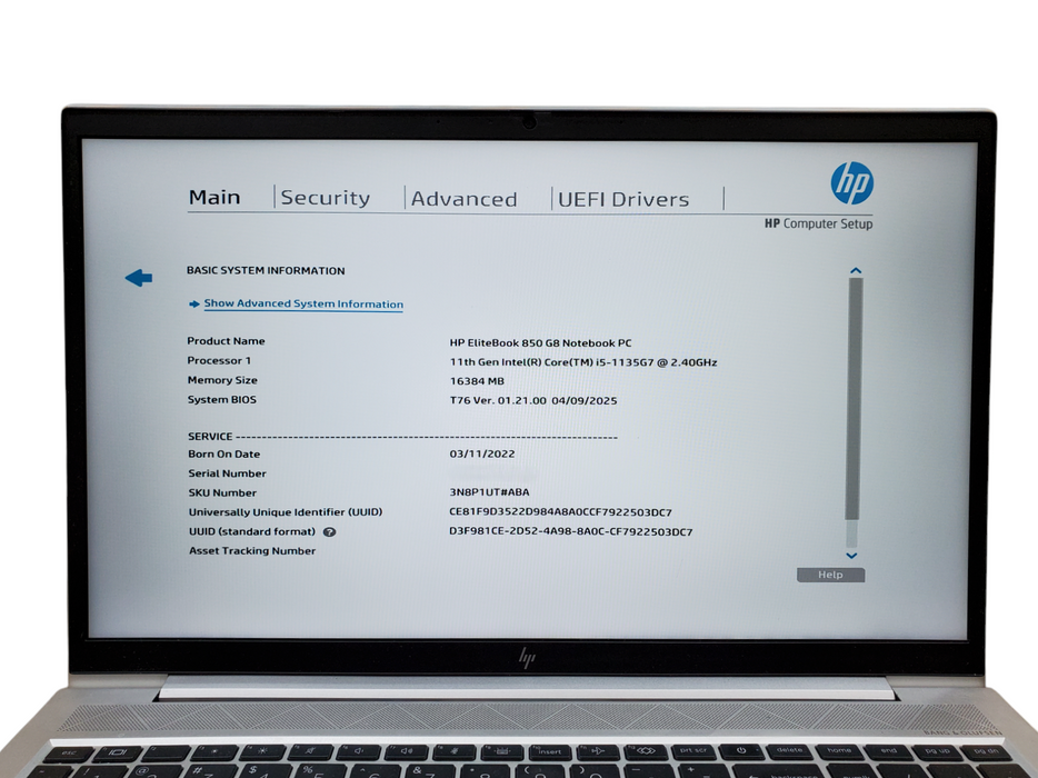 HP EliteBook 850 G8, Core i5-1135G7, 16GB DDR4, 256GB SSD  Lap200