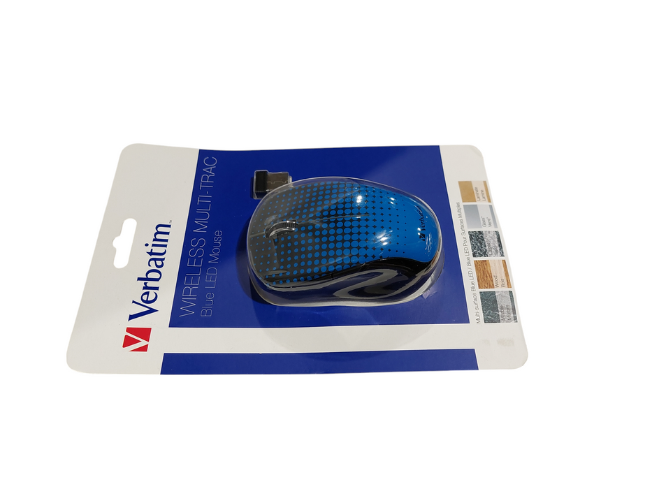 Verbatim Multi-Trac Wireless Blue LED Mouse Blue Spotted ( New ) =
