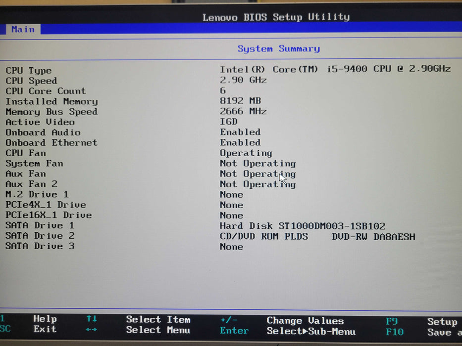 Lenovo Thinkcentre M720T, Intel Core i5-9400 2.90GHz, 8GB RAM 1TB HDD _