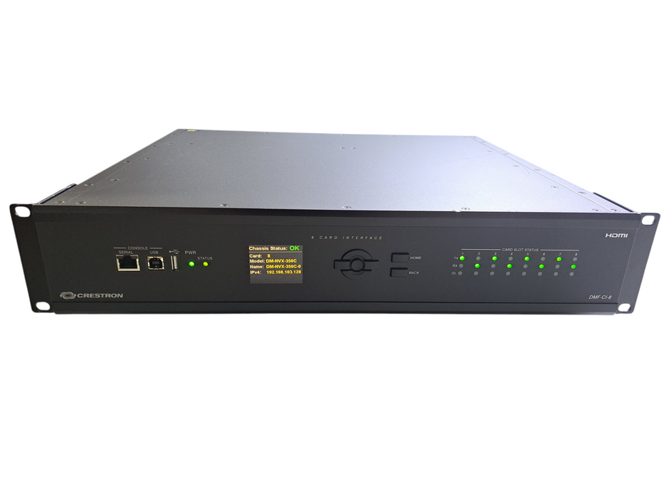 Crestron DMF-CI-8 Digital Media Chassis w/ 4x DM-NVX-E30C, 4x DM-NVX-350C