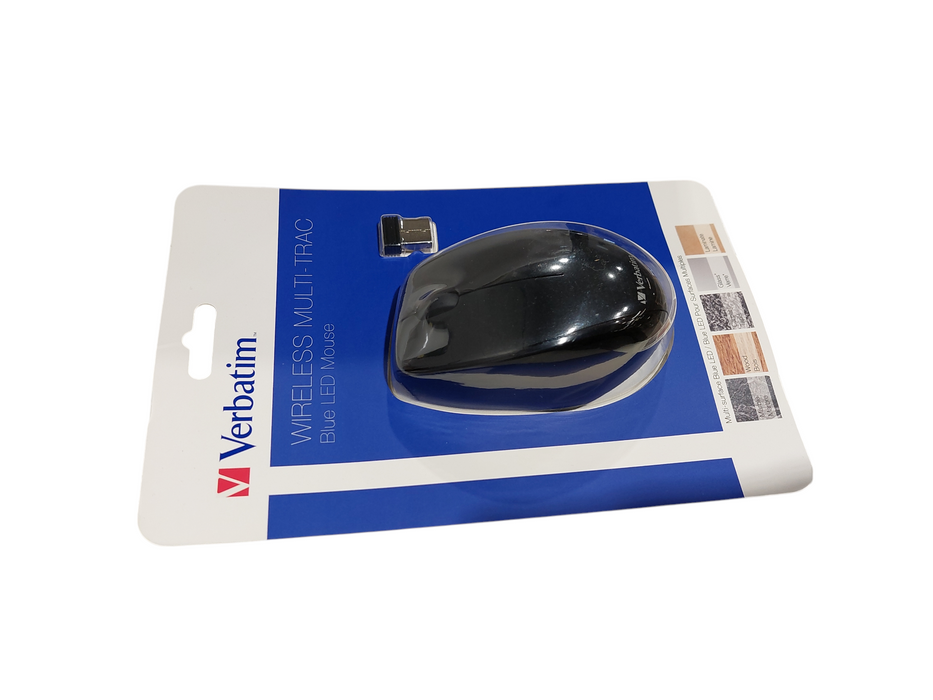 Verbatim Multi-Trac Wireless Blue LED Mouse Black ( New ) Q=