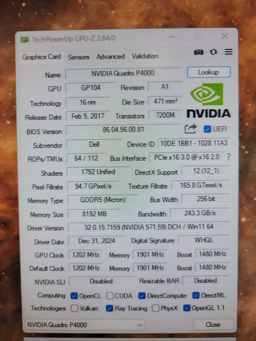 NVIDIA Quadro P4000 8GB GDDR5 Graphics Card 4x DisplayPort !