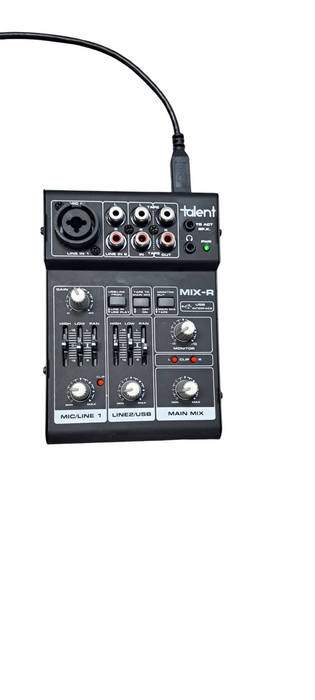 Talent MIX-R Mini Portable 3-Channel Mixer with USB Audio In