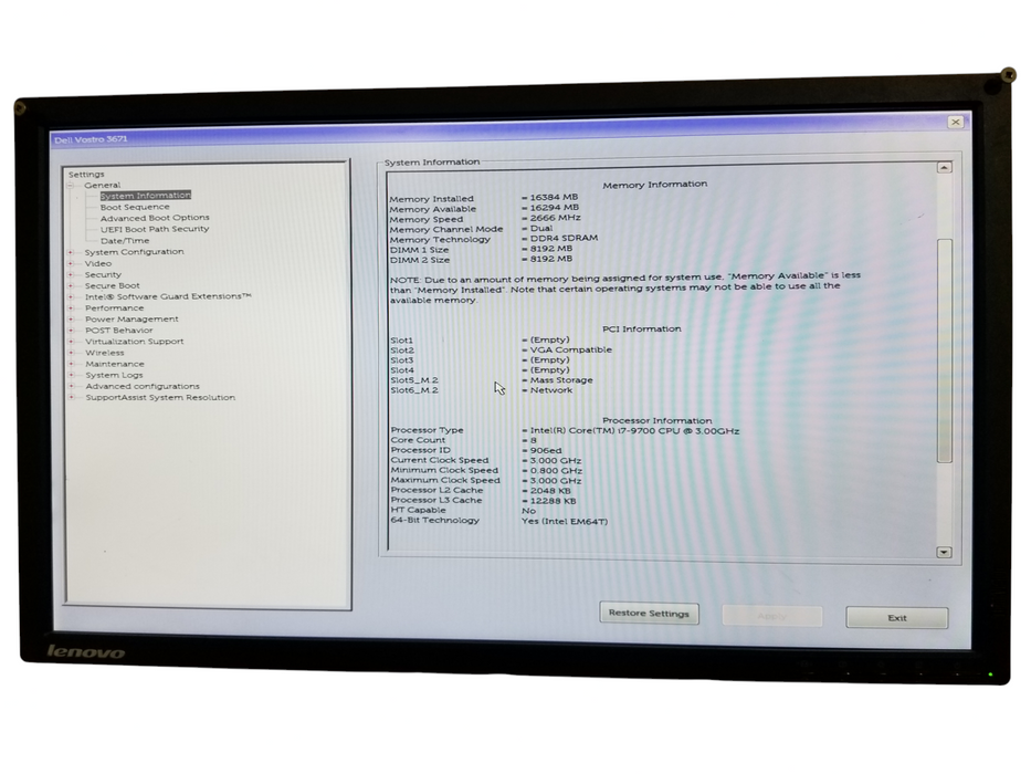 Desktop PC Dell Vostro 3671 | i7-9700 3.00GHz | 16GB DDR4 | 256GB NVMe