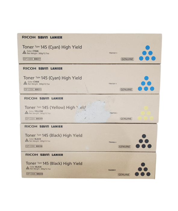Lot 5x Ricoh Lanier Savin Toner Type 145 2x888308 2x888311 1x888309 - New