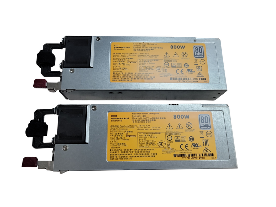 Lot of 2x - HP 800W Power DL360G9 723599-001 HSTNS-PL41 %