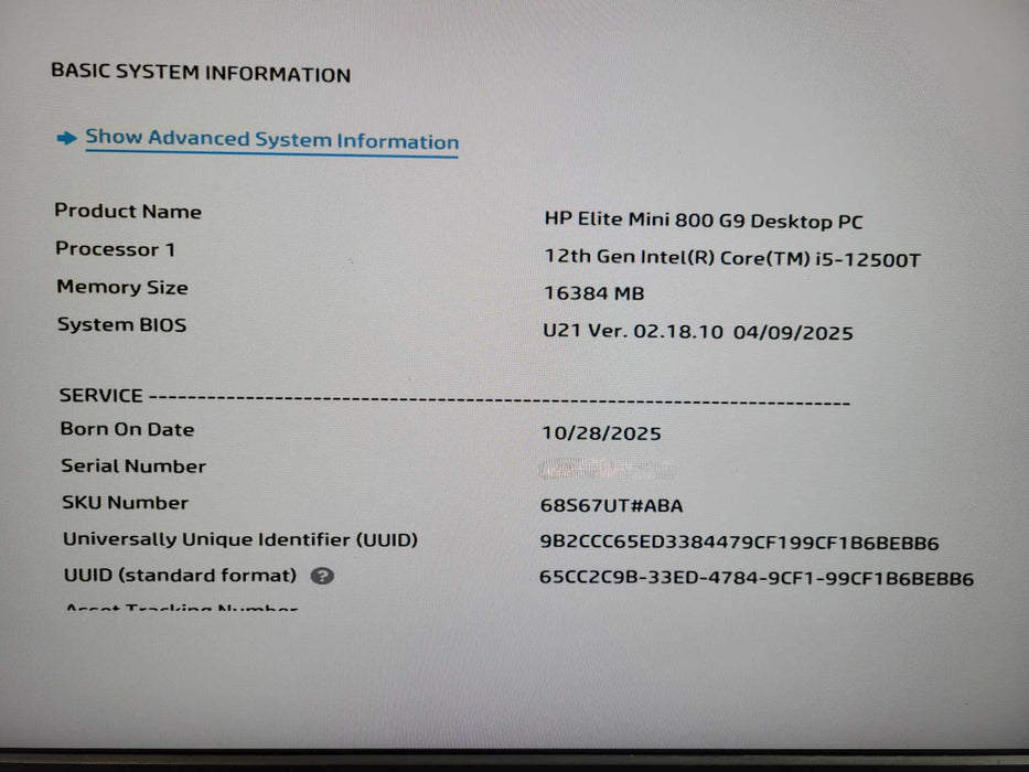 HP Elite Mini 800 G9 Desktop | Intel i5-12500T, 16GB DDR5, 256GB NVMe !