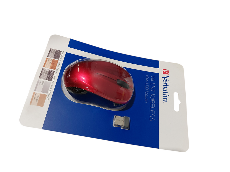 Verbatim Silent Wireless Blue LED Mouse Red Shine ( New ) =