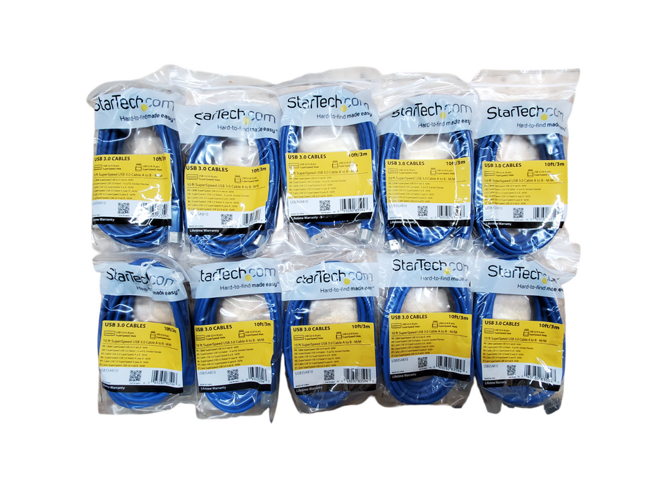 Lot 10x StarTech 10ft SuperSpeed USB3.0 Cable A to B - M/M - New