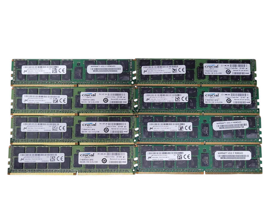 Lot of 8x Micron 16GB 2Rx4 PC4-2133P-R DDR4 Server RAMs _