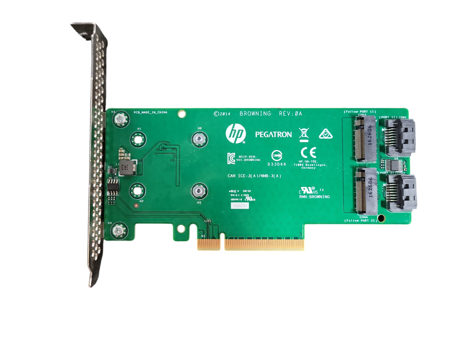 HP 759505-001 SATA M.2 Dual Drive PCIe Riser Card High Profile Bracket !