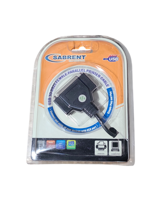 Sabrent USB to DB25 Female Parallel Printer Cable SEALED Q