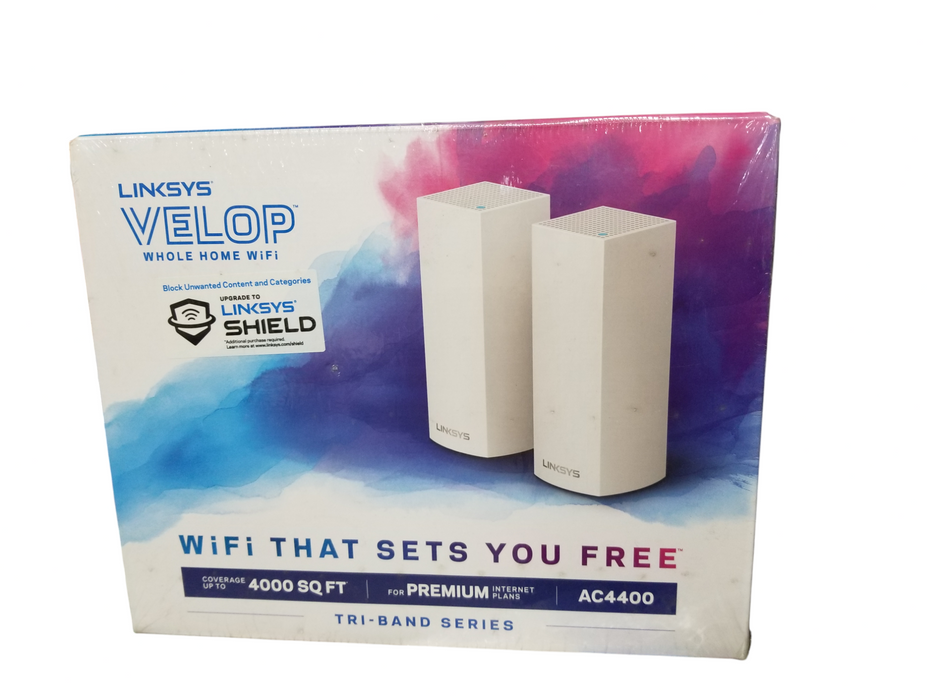 New Linksys WHW0302 Velop AC4400 Whole Home Mesh WiFi - White 2-Pack Sealed Q