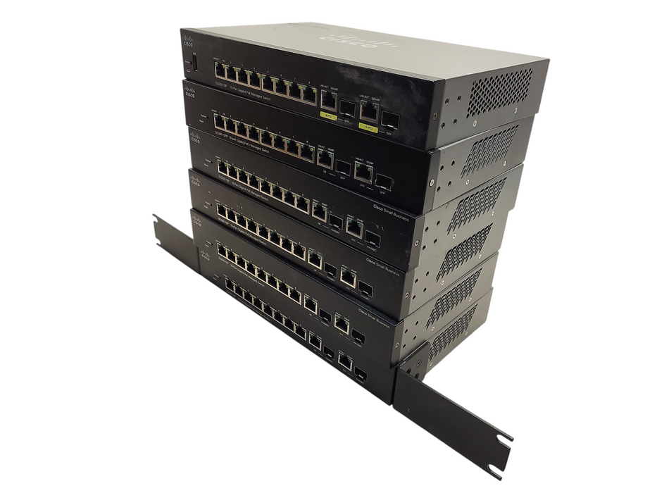 Lot of 6x Cisco switches 1x SG350-10P 1x SG300-10PP 4x SG300-10P No AC READ $
