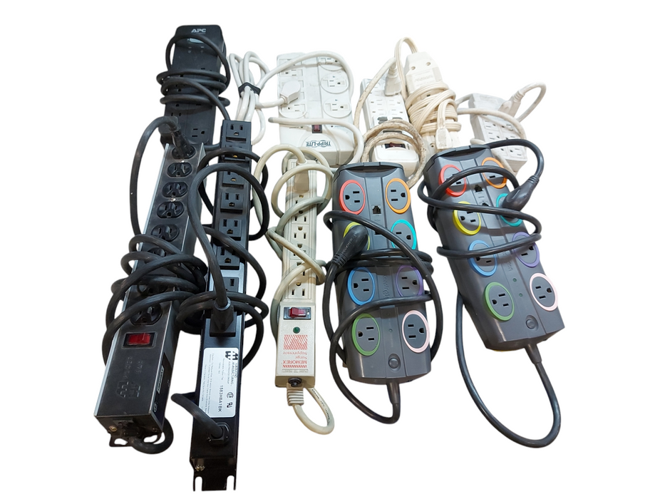 Lot 10x Mixed 8 Outlets Power Extension Cords - Assorted Brands