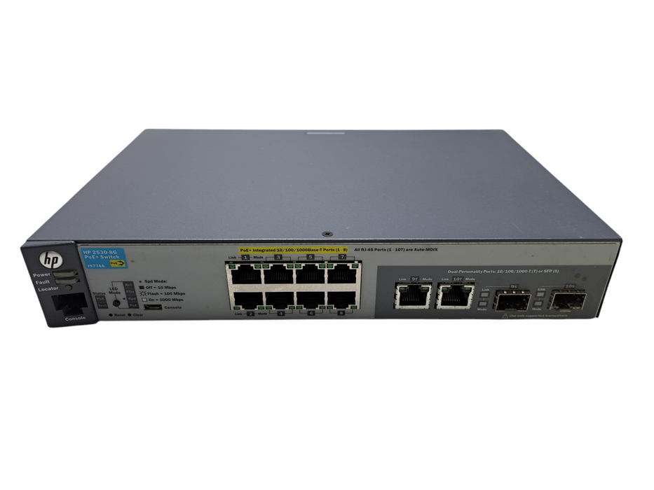 HP 2530-8G PoE+ J9774A | 8-Port Gigabit PoE+ Network Switch | Dual Uplinks !