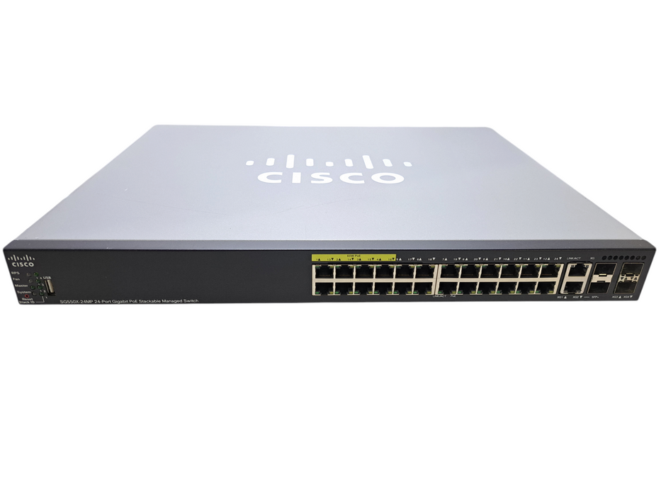 Cisco SG550X-24MP-K9 V02 | 24-Port Gigabit PoE Stackable Managed Switch Q