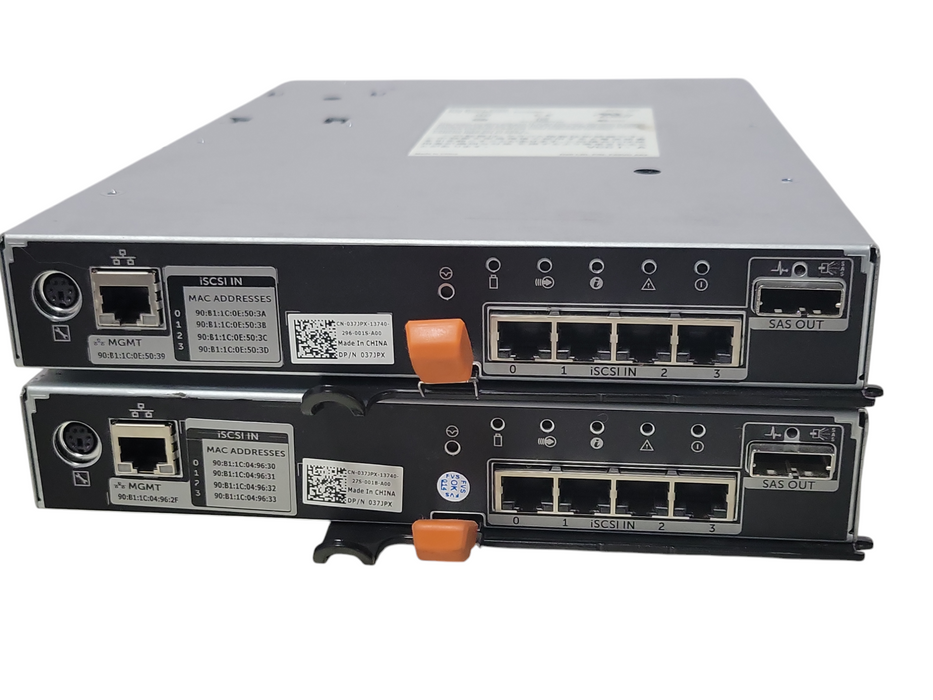 lot of 2x Dell 037JPX E02M002 4-Port iSCSI Controllers !
