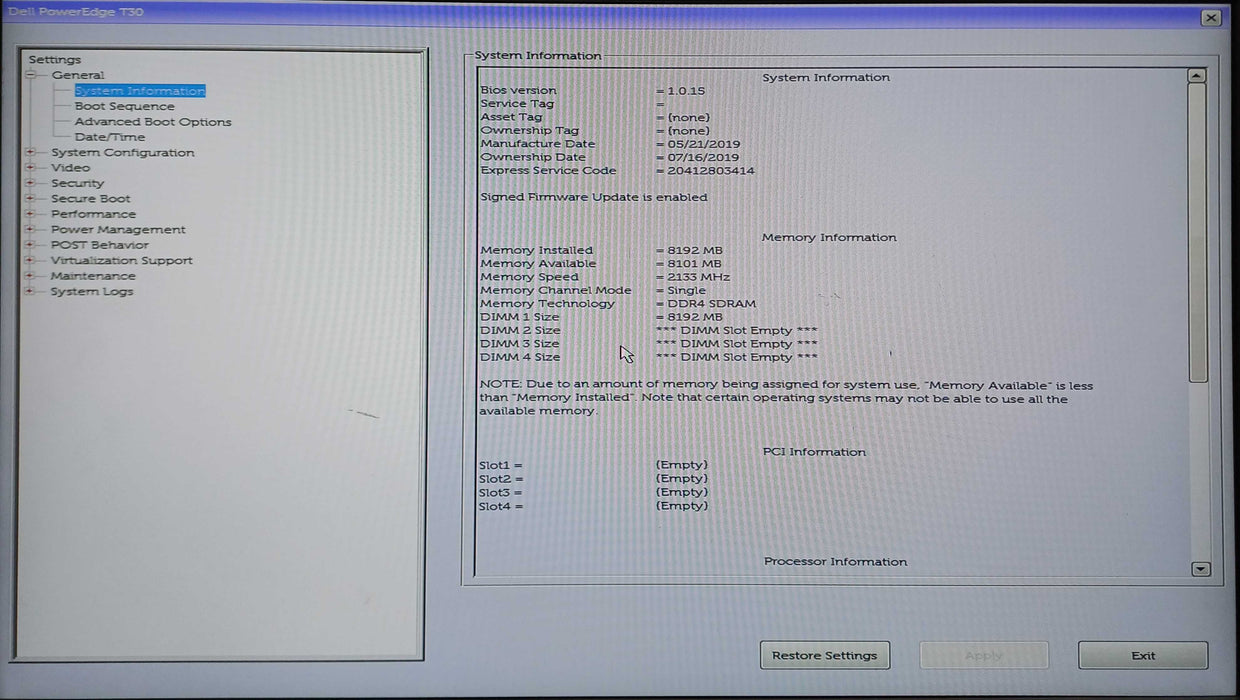 Dell PowerEdge T30 Server, Xeon E3-1225 v5 3.3GHz, 8GB DDR4, 290W PSU